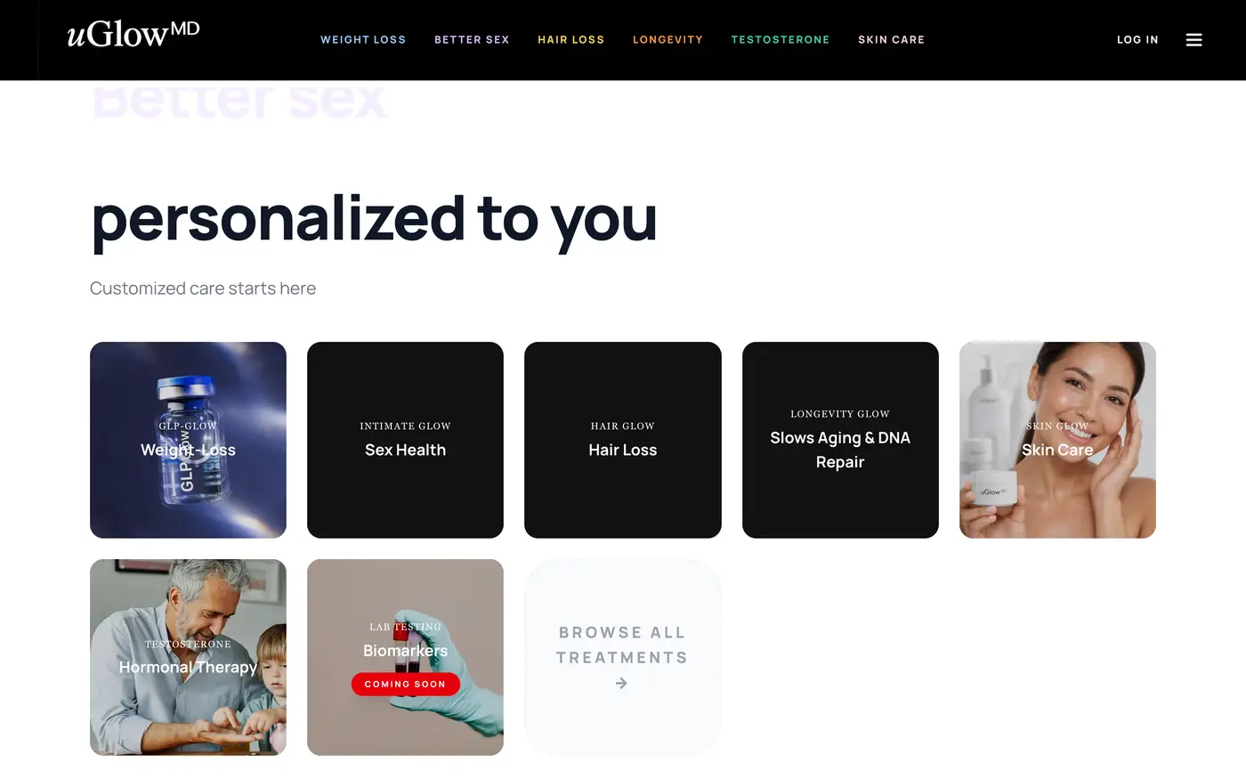 uGlowMD: Before · original homepage, desktop screenshot