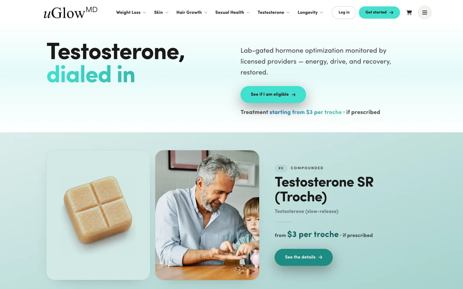uGlowMD: Testosterone category, desktop screenshot