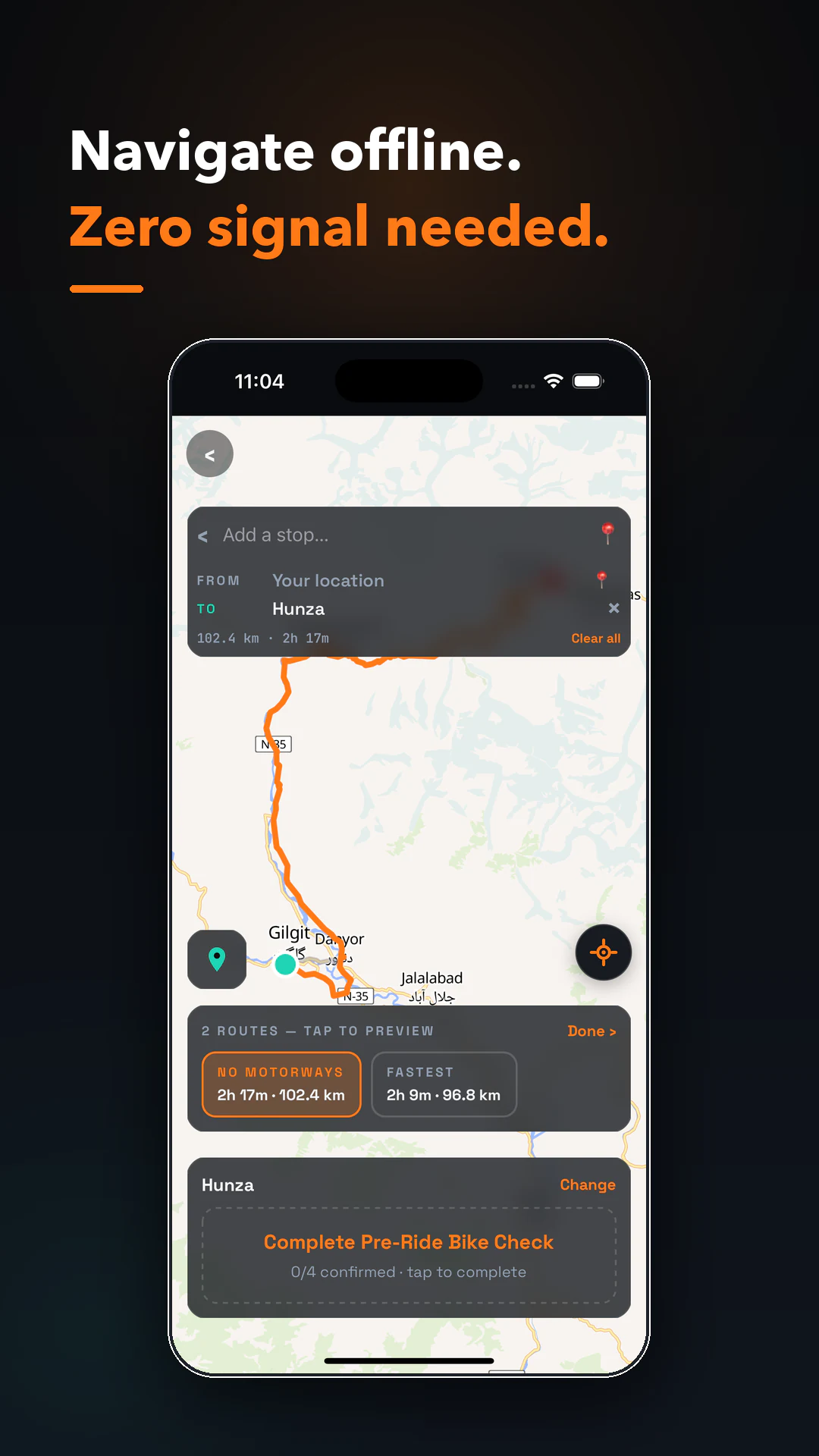 Apex Rider (Offline-First Motorcycle Tour Companion) — Ride Map screenshot