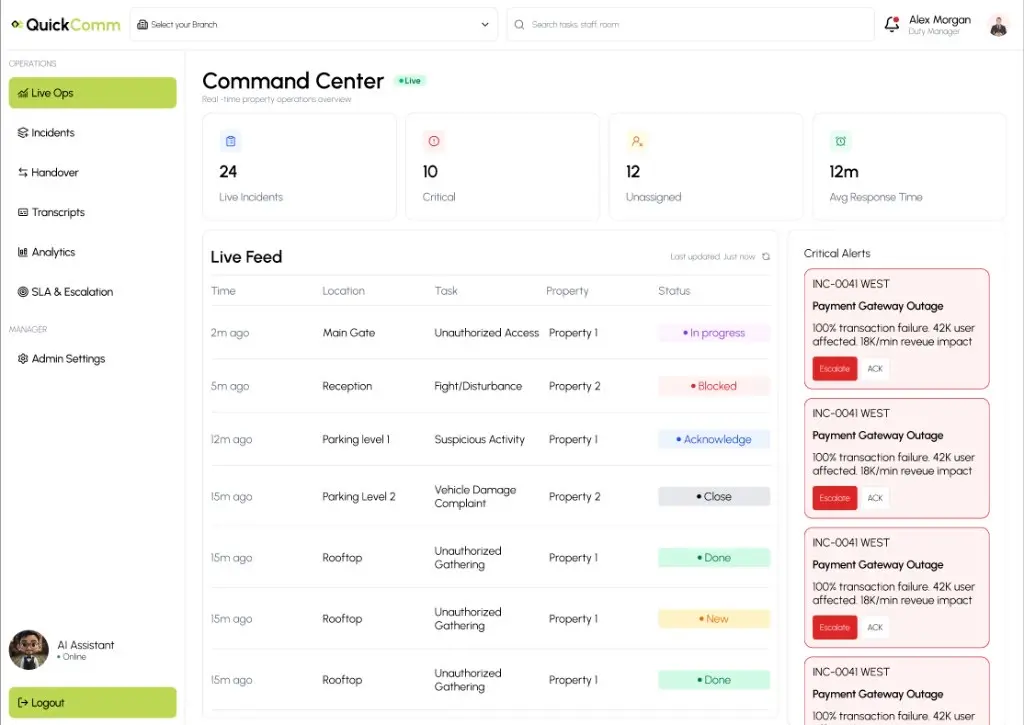 QuickComm — Command Center
