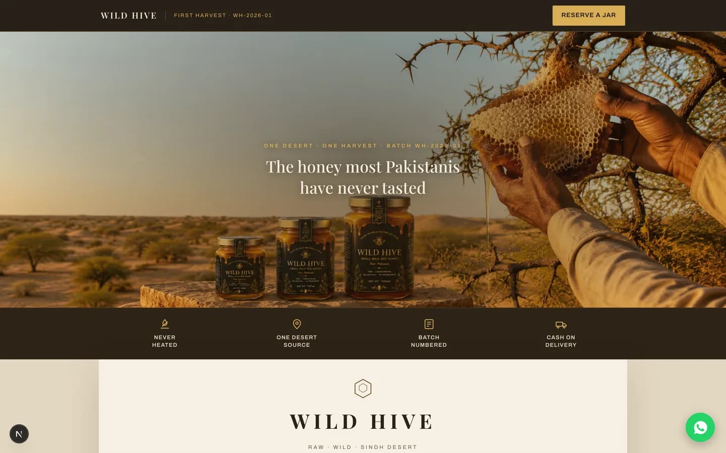 Wild Hive (Self-Hosted Shopify Alternative for a COD Brand) — Storefront — Hero screenshot