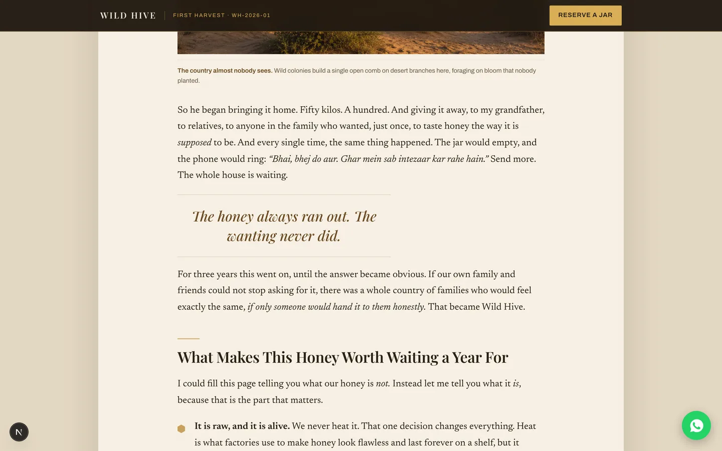 Wild Hive (Self-Hosted Shopify Alternative for a COD Brand) — Storefront — The Letter screenshot