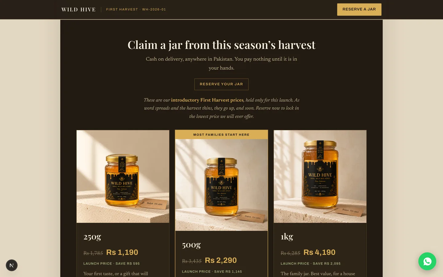 Wild Hive (Self-Hosted Shopify Alternative for a COD Brand) — Storefront — The Offer screenshot
