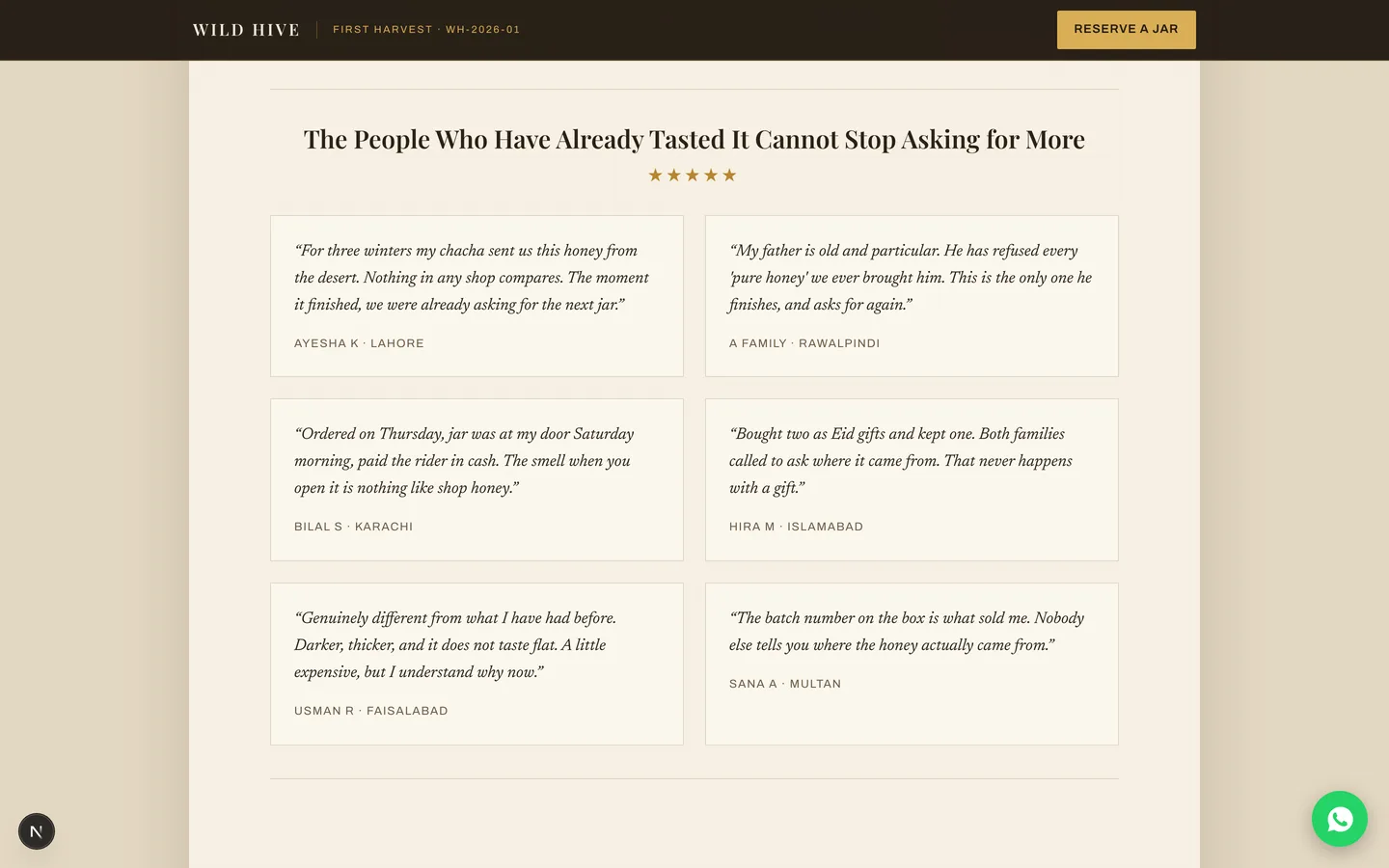 Wild Hive (Self-Hosted Shopify Alternative for a COD Brand) — Storefront — Reviews screenshot